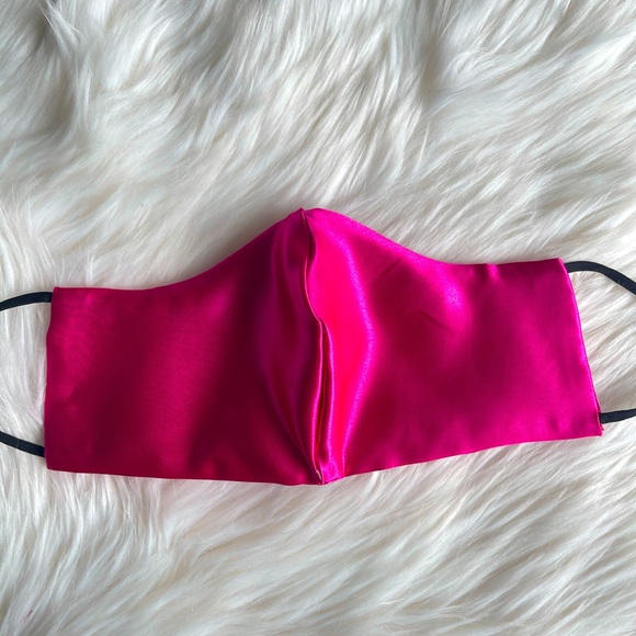 Magenta Double Satin Mask with Adjustable Straps, Formal Masks, Date Night,Party - Picture 2 of 4